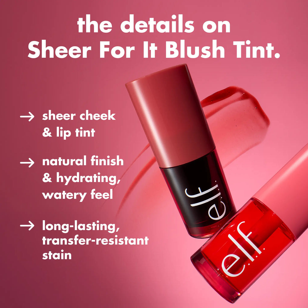 Experience Effortless Beauty with E.L.F. Sheer for It Blush Tint & Lip Stain - Hydrating, Long-Lasting Color for Cheeks and Lips